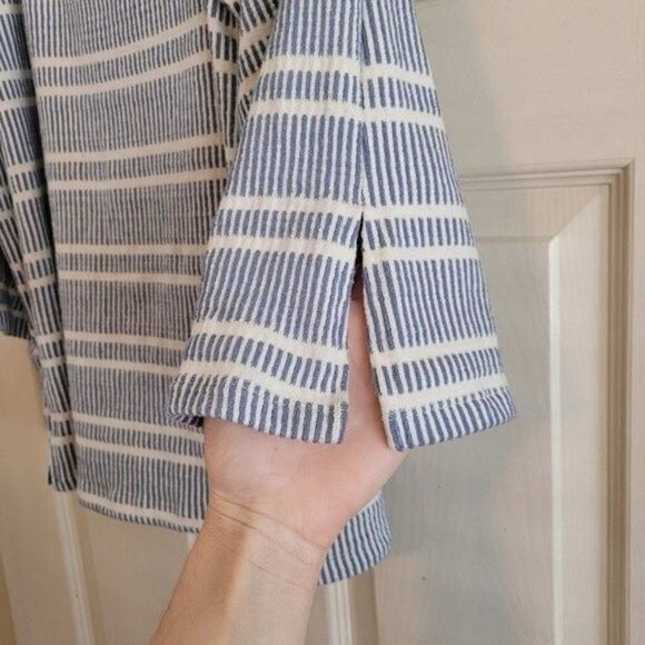 Anthropologie 9-h15 stcl Postmark Striped Bell Sleeve Blue White Top Size S - Picture 7 of 11